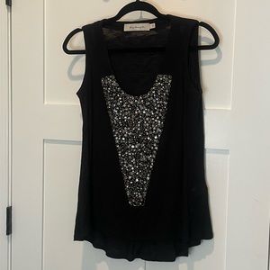 Black Sleeveless Top with Sequin detail